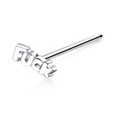 FUCK Scripted Silver Straight Nose Stud NSKA-320